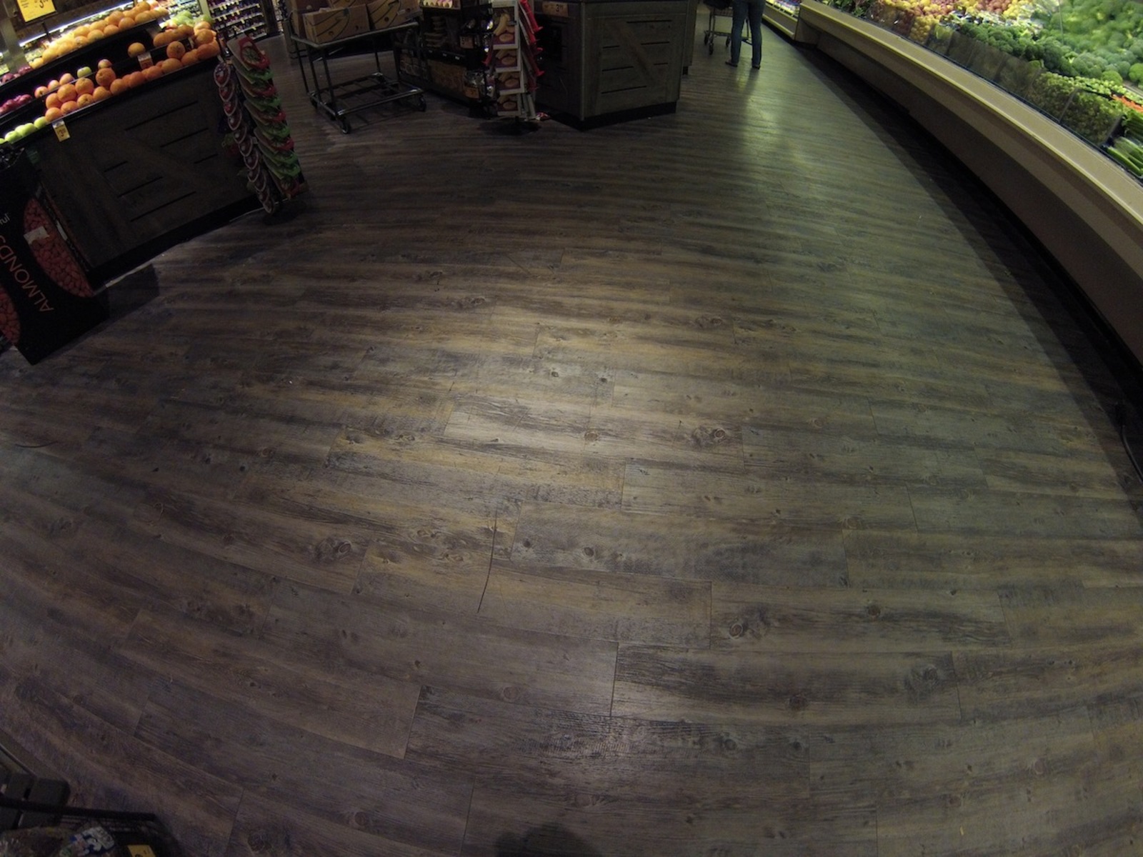 Light shining on floor at grocery store